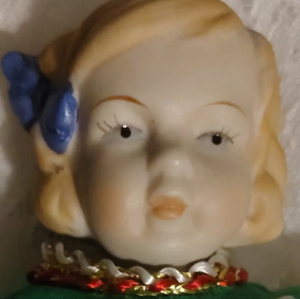 Vintage Bisque Doll Shackman 6" Tall German Green Dress Japan Mcm - Picture 5 of 7